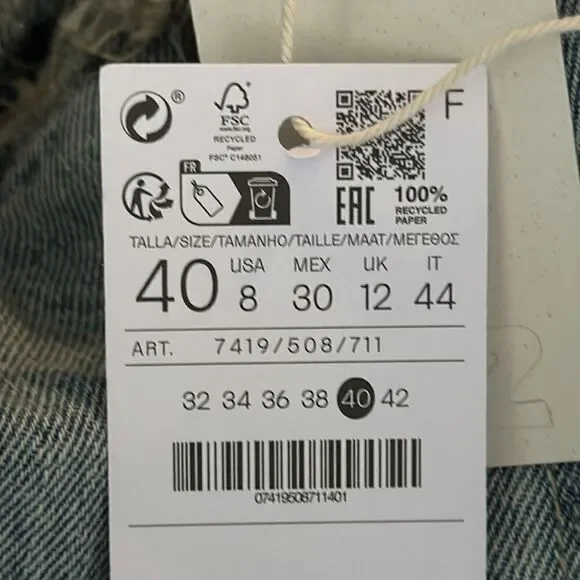 STRADIVARIUS | Blue | ASYMMETRIC DENIM SKIRT WITH RUFFLE TRIM - Picture 14 of 15